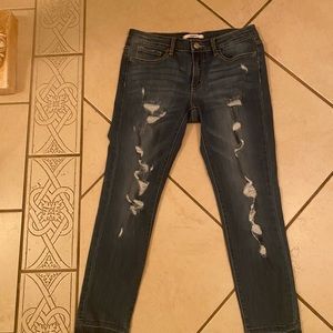 Low rise distressed boutique jeans